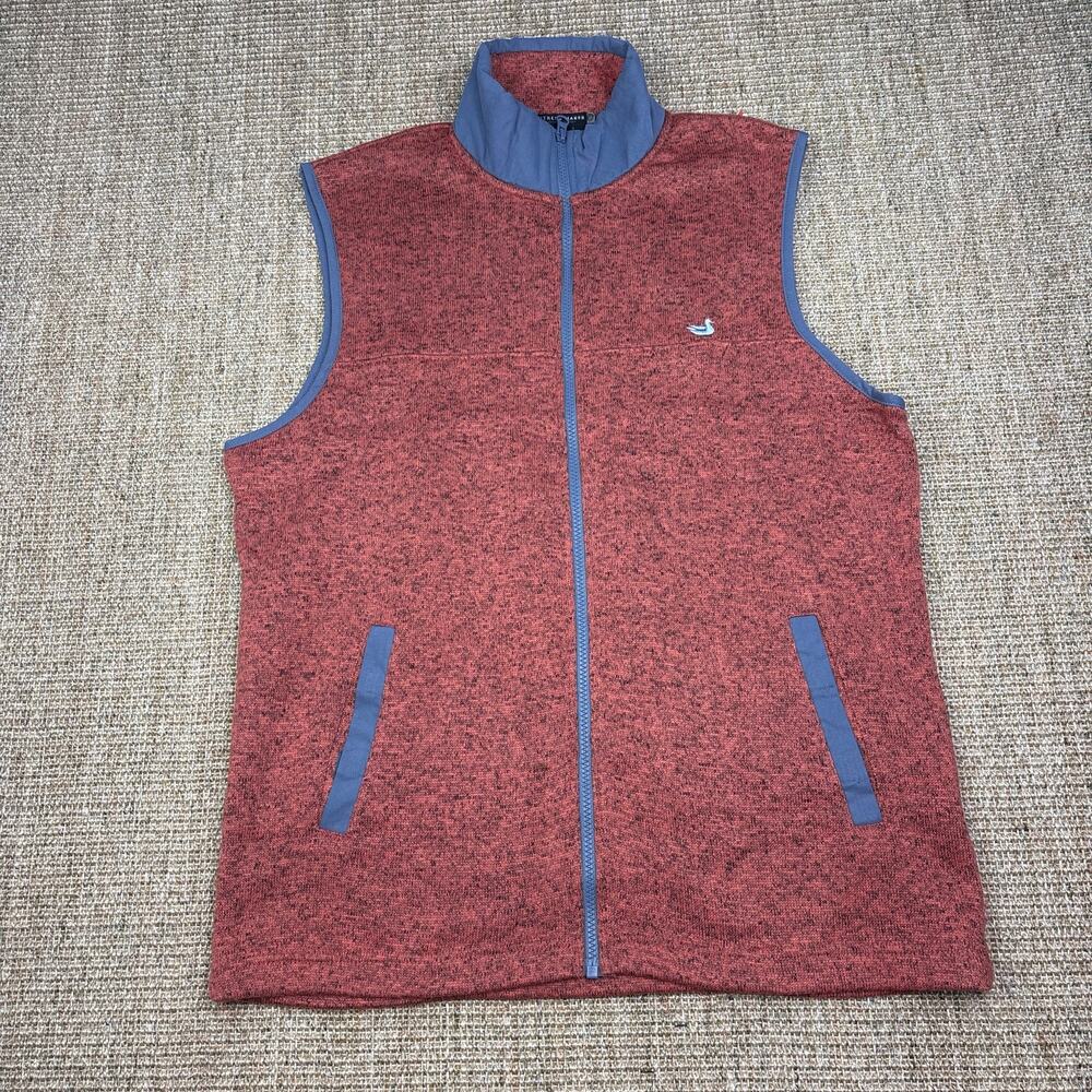 🦆 Southern Marsh Sweater Fleece Vest | Size Medium | Rust Orange Navy